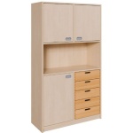 Schränke mit Mittelwand, 5 Massivholzschüben und Tür links 